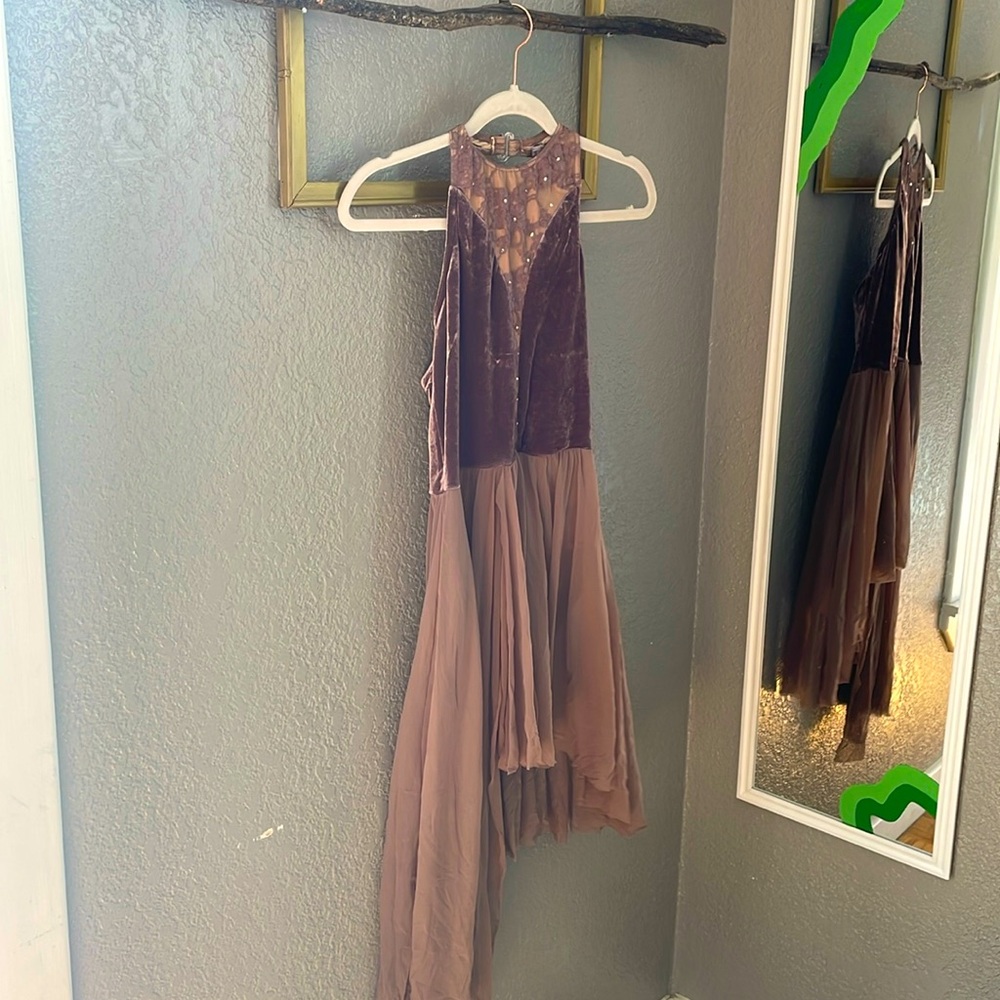 Tan velvet gently used dance costume